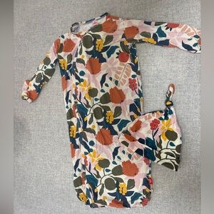 Magnetic Me Floral Print Gown and Knot Hat - Pink, Rust, Mustard, Teal, Olive